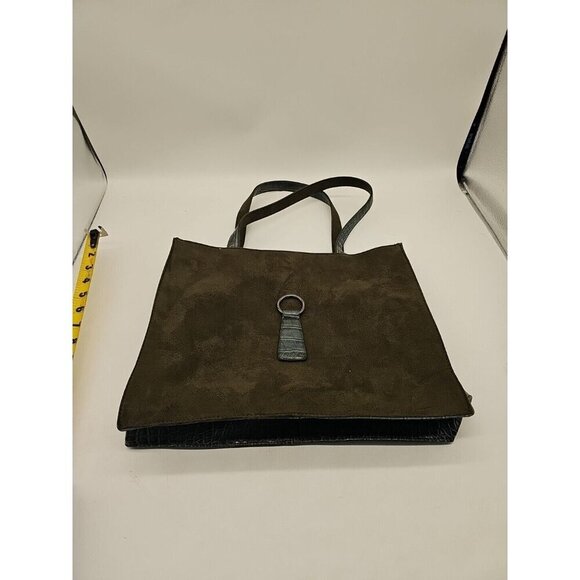 Murval Paris handbag Green Suede Large Outside Zip - Picture 1 of 8